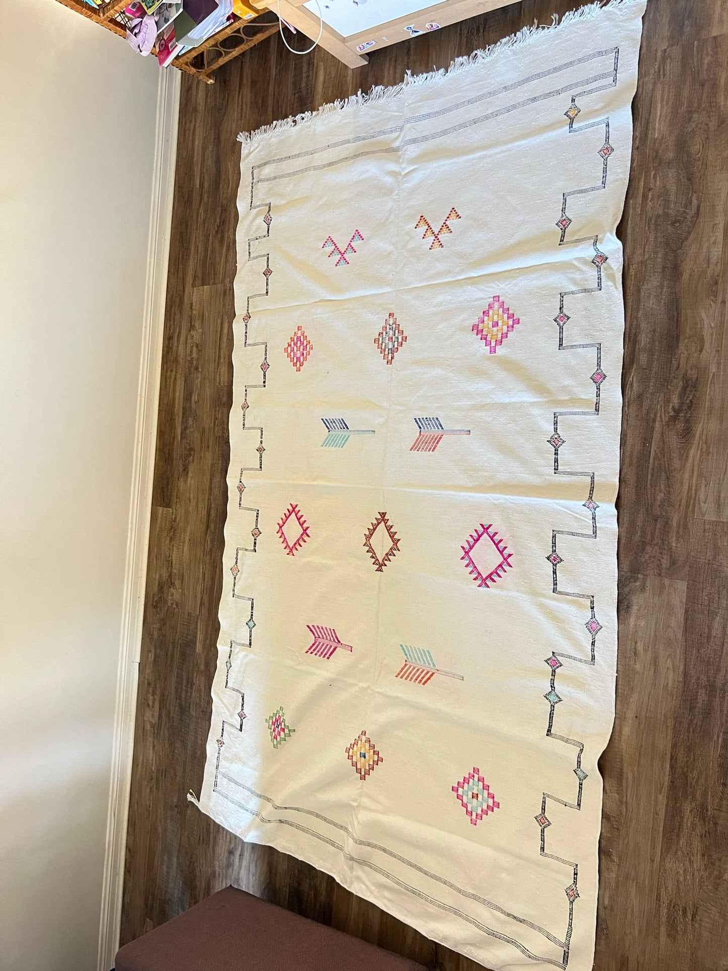handmade cactus white rug/authentic moroccan carpet