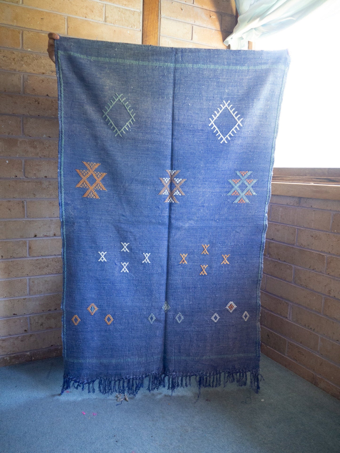 Small Cactus Silk Rug - Blue