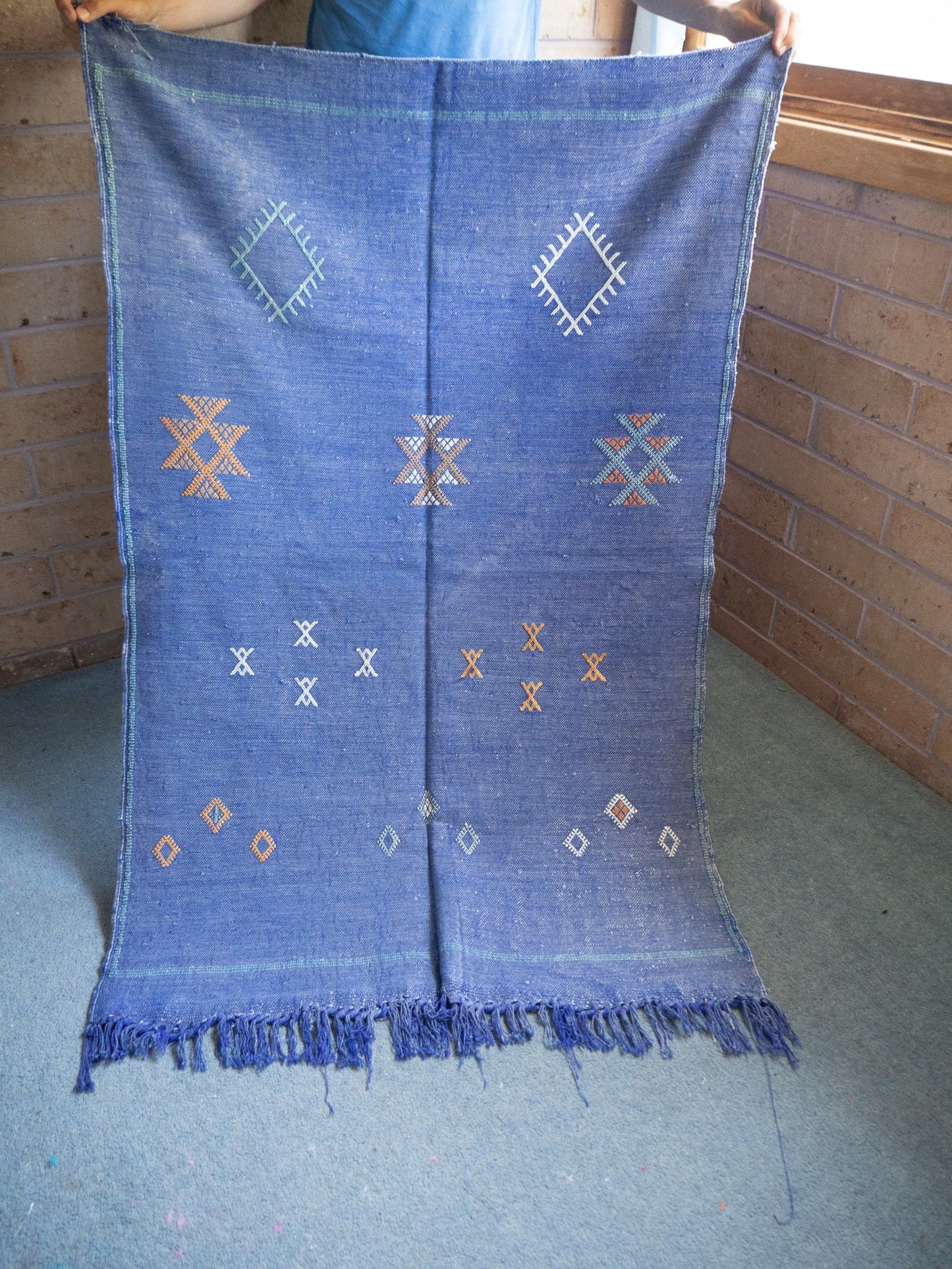 Small Cactus Silk Rug - Blue