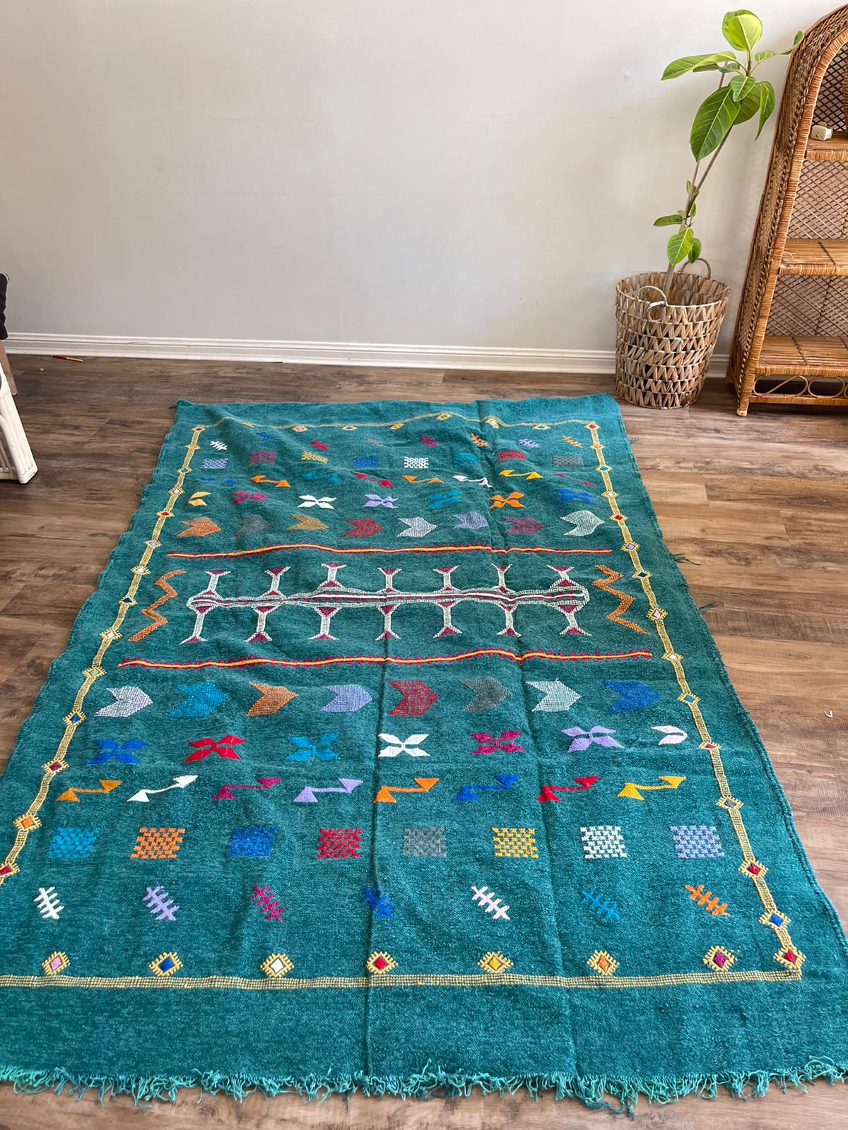 Kilim Rug - Teal - 245cm x 140cm