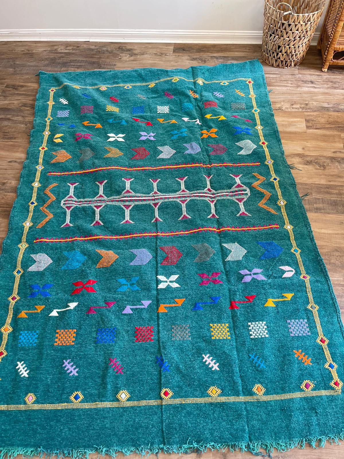 Kilim Rug - Teal - 245cm x 140cm