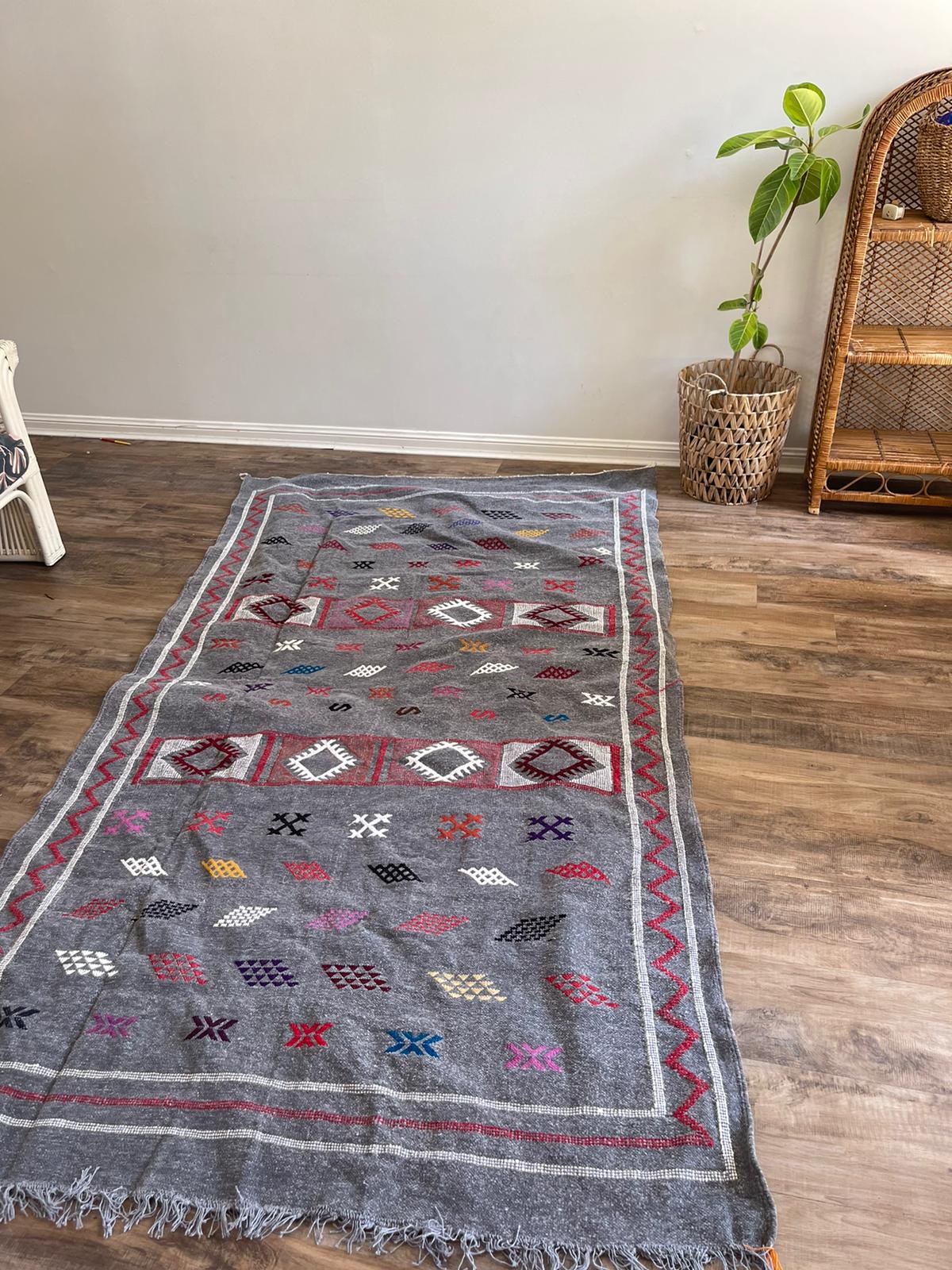 Kilim Rug - Grey - 245cm x 140cm