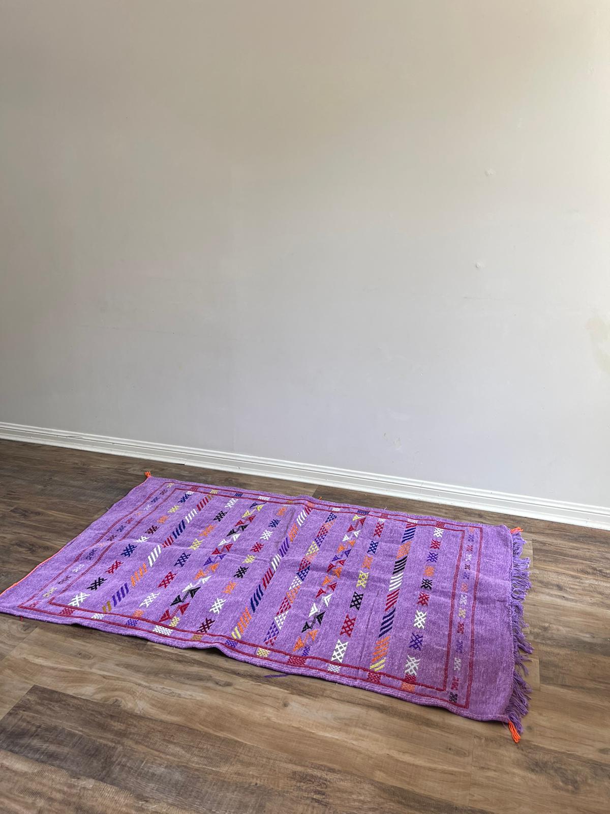 purple wool Kilim - 150cm x 100cm