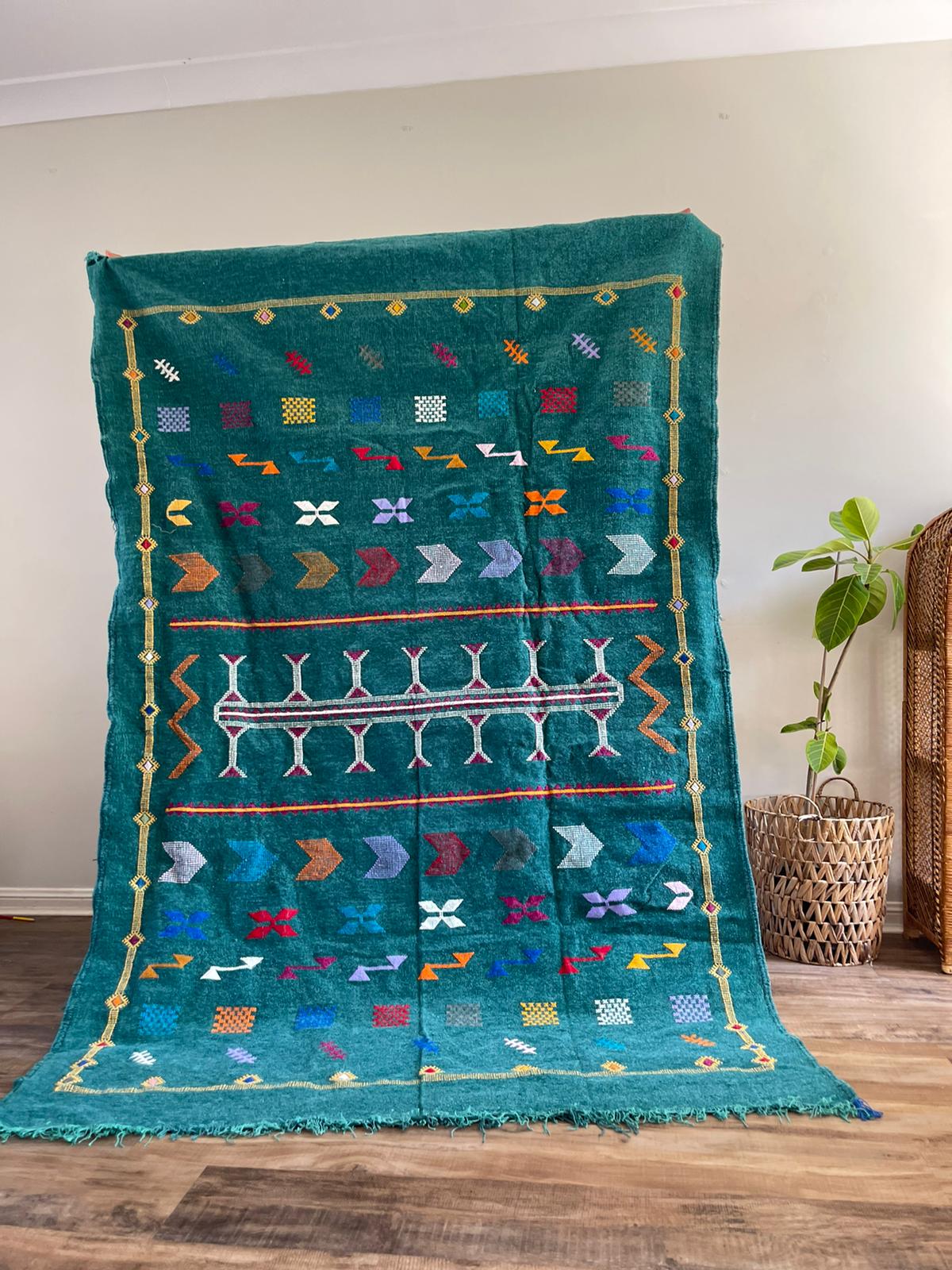 Kilim Rug - Teal - 245cm x 140cm