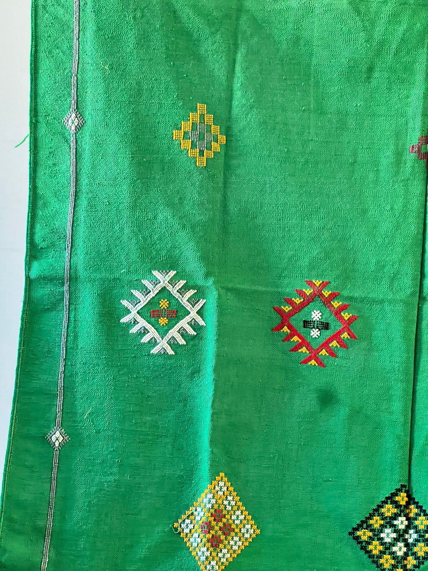 handmade authentic moroccan/ green  Cactus Silk Rug -frhana chwiya