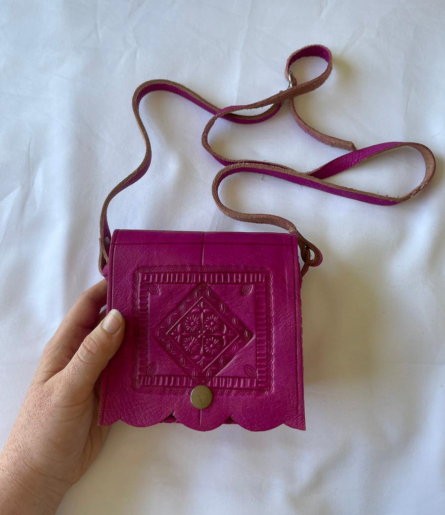 pink leather shoulder bag