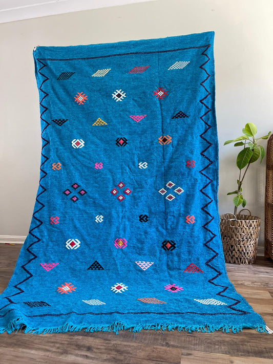 Kilim Rug - Blue - 245cm x 140cm