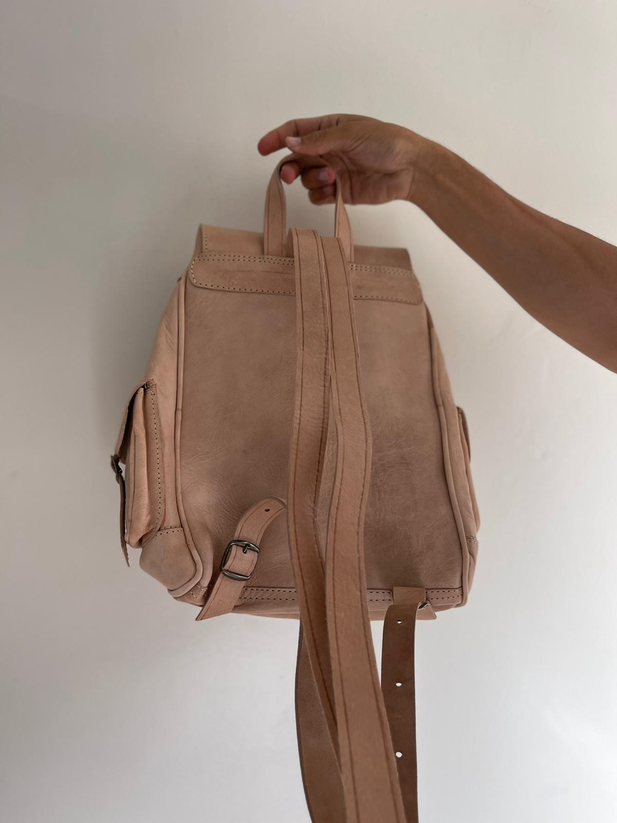 leather beige Backpack