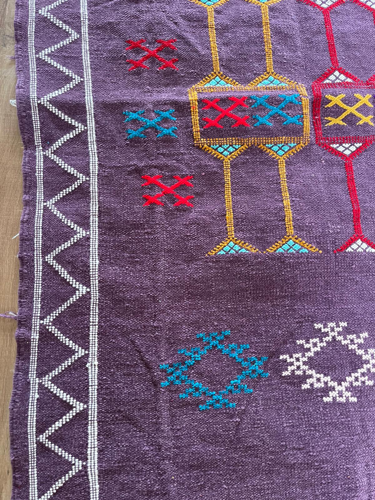purple wool Kilim  - 150cm x 100cm