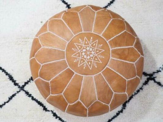 leather tan with white stitching  - Ottoman