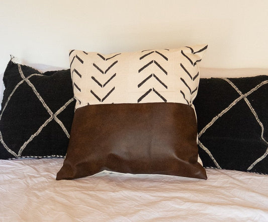 Mudcloth Pillow Cover/Tribal Ethnic Pillow/5White textured cover