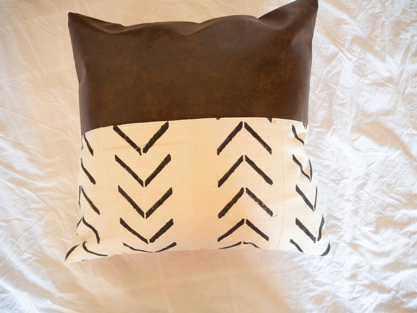 Mudcloth Pillow Cover/Tribal Ethnic Pillow/5White textured cover