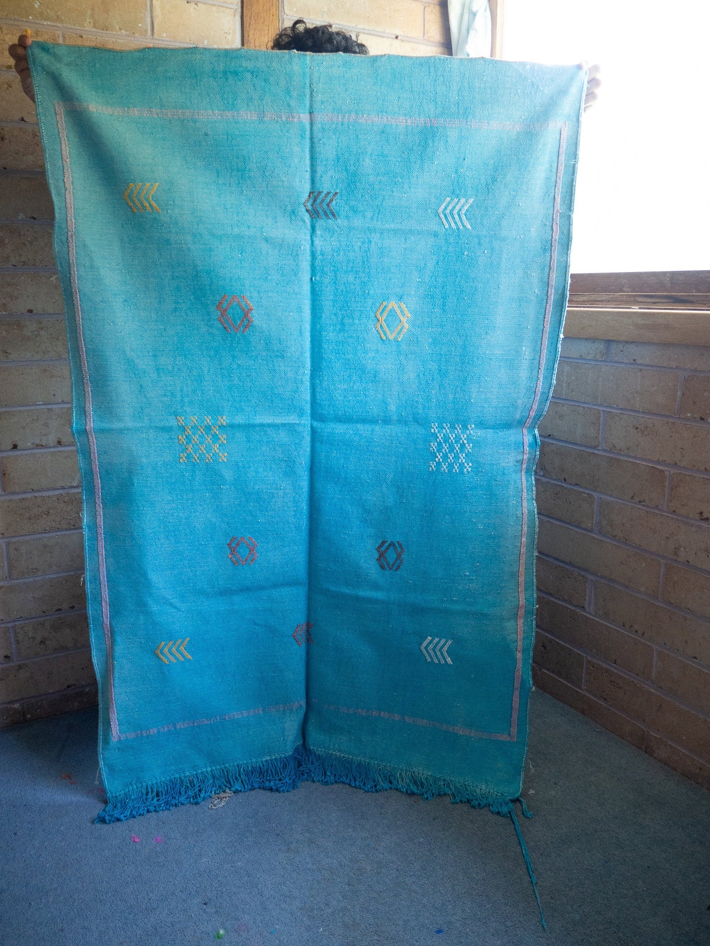Small Cactus Silk Rug - Light Blue