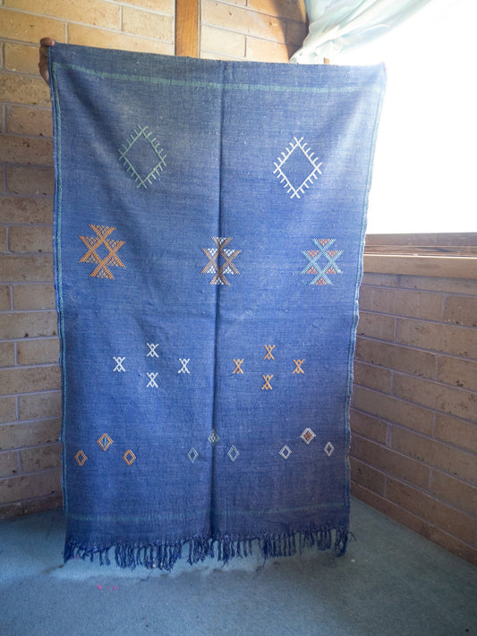 Small Cactus Silk Rug - Blue