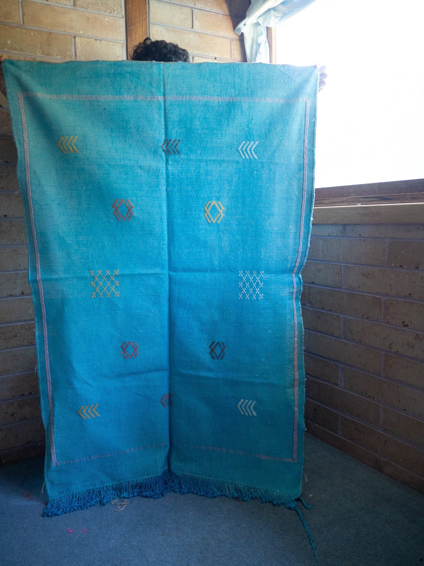 Small Cactus Silk Rug - Light Blue