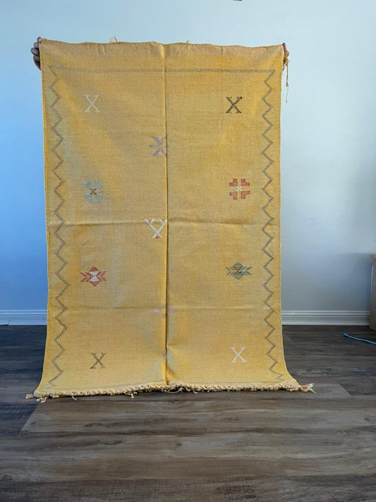Small Cactus Silk Rug - Yellow
