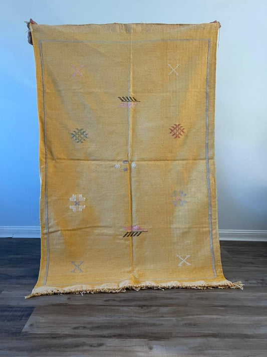 Small Cactus Silk Rug - Yellow